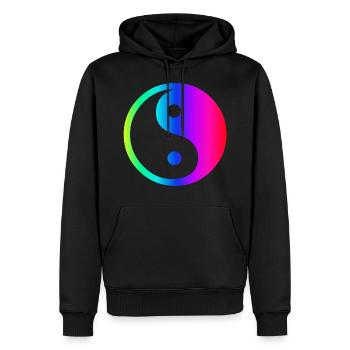 Regenbogen Ying Yang - Männer Premium Bio Hoodie - Schwarz - Vorne - Nico (187cm)