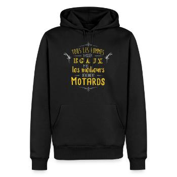 meilleurs devinnent motard - Sweat à capuche Premium bio Homme - noir - Devant - Nico (187cm)