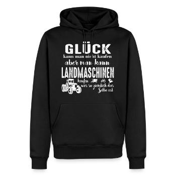 Landmaschinen sind Glück - Männer Premium Bio Hoodie - Schwarz - Vorne - Nico (187cm)