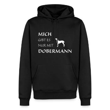 Nur mit Dobermann - Männer Premium Bio Hoodie - Schwarz - Vorne - Nico (187cm)