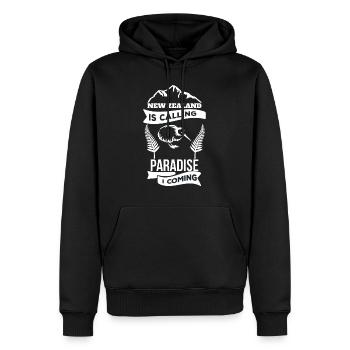 New Zealand - Männer Premium Bio Hoodie - Schwarz - Vorne - Nico (187cm)