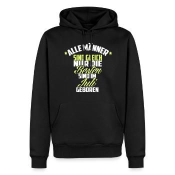 DIE BESTEN MÄNNER HABEN IM JULI GEBURTSTAG - Männer Premium Bio Hoodie - Schwarz - Vorne - Nico (187cm)