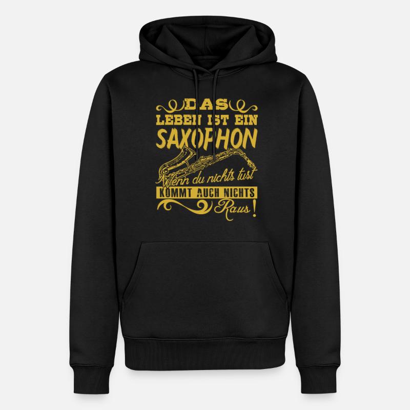 Das Leben ist ein Saxophon! - Männer Premium Bio Hoodie - Schwarz