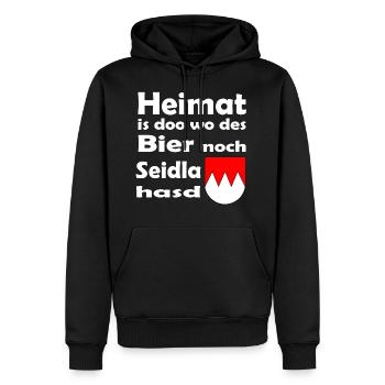 Heimat Franken Seidla - Männer Premium Bio Hoodie - Schwarz - Vorne - Nico (187cm)