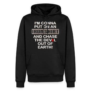 Chasser le diable à l’extérieur de la salle - Sweat à capuche Premium bio Homme - noir - Devant - Nico (187cm)