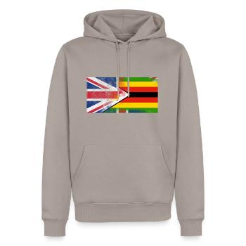 Britannique Zimbabwe moitié Zimbabwe moitié Royaume-Uni Drapeau - Sweat à capuche Premium bio Homme - taupe - Devant - Nico (187cm)