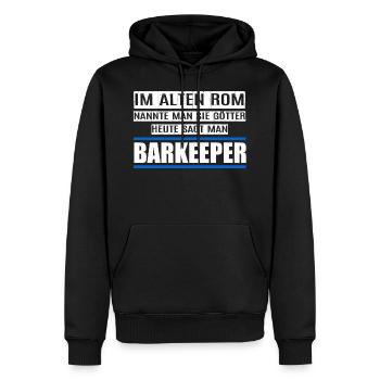 BARKEEPER - Männer Premium Bio Hoodie - Schwarz - Vorne - Nico (187cm)
