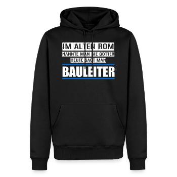 BAULEITER - Männer Premium Bio Hoodie - Schwarz - Vorne - Nico (187cm)