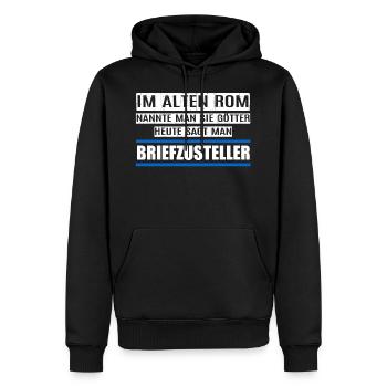BRIEFZUSTELLER - Männer Premium Bio Hoodie - Schwarz - Vorne - Nico (187cm)