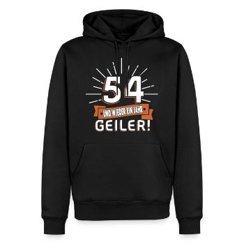 54. Geburtstag - Männer Premium Bio Hoodie - Schwarz - Vorne - Nico (187cm)