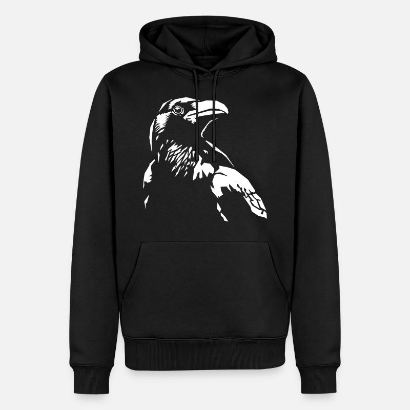 Der Rabe - Männer Premium Bio Hoodie - Schwarz
