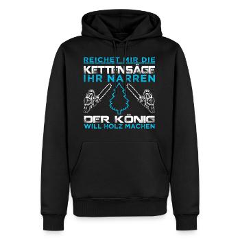 KING TIMBER - Sweat à capuche Premium bio Homme - noir - Devant - Nico (187cm)