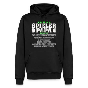 SPIELER PAPA LUSTIGER SPRUCH GESCHENK - Männer Premium Bio Hoodie - Schwarz - Vorne - Nico (187cm)