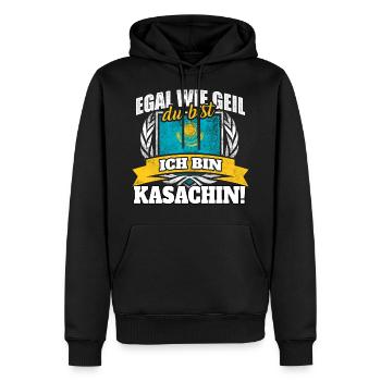 Kasache Kasachstan Kasachin Kasachisch Geschenk - Männer Premium Bio Hoodie - Schwarz - Vorne - Nico (187cm)