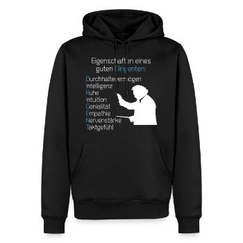 Eigenschaften Dirigent - Männer Premium Bio Hoodie - Schwarz - Vorne - Nico (187cm)