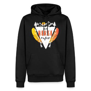 Die Berge rufen - Männer Premium Bio Hoodie - Schwarz - Vorne - Nico (187cm)