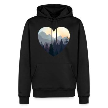 Liebe die Natur. Berge, Wald, Camping Geschenk - Männer Premium Bio Hoodie - Schwarz - Vorne - Nico (187cm)