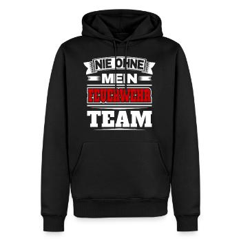 Nie ohne mein Feuerwehr Team - Männer Premium Bio Hoodie - Schwarz - Vorne - Nico (187cm)