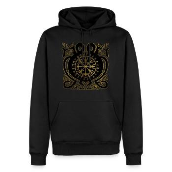 Vegvisir - Viking Navigation Compass - Men’s Premium Organic Hoodie - black - Front - Nico (187cm)