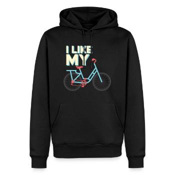 J’aime mon T-shirt vélo & cadeau - Sweat à capuche Premium bio Homme - noir - Devant - Nico (187cm)