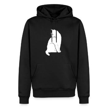 CAT SITS ET BLANC | IDEE CADEAU - Sweat à capuche Premium bio Homme - noir - Devant - Nico (187cm)