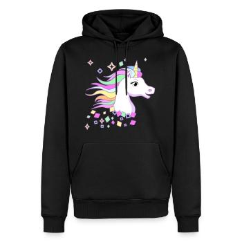 Douce Licorne avec des diamants, des étoiles et de beaux yeux - Sweat à capuche Premium bio Homme - noir - Devant - Nico (187cm)