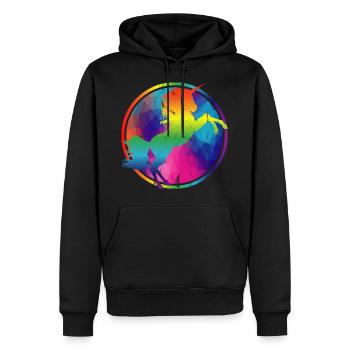 Buntes Einhorn Regenbogen knallig Geo Geschenk - Männer Premium Bio Hoodie - Schwarz - Vorne - Nico (187cm)