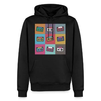 Popart Comic Retro Kassette Kassetten - Männer Premium Bio Hoodie - Schwarz - Vorne - Nico (187cm)