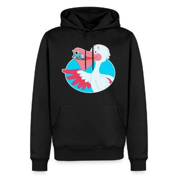 Cadeau de bande dessinée poisson oiseau pélican - Sweat à capuche Premium bio Homme - noir - Devant - Nico (187cm)