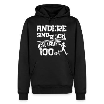 Ultramarathon 100 Kilometer Ultralaufen Geschenk - Männer Premium Bio Hoodie - Schwarz - Vorne - Nico (187cm)