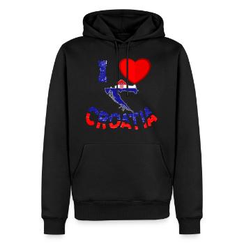 J'adore la Croatie T-shirt - cadeau Croatie - Sweat à capuche Premium bio Homme - noir - Devant - Nico (187cm)