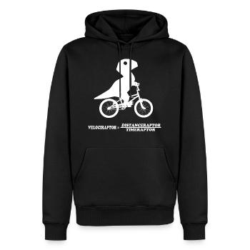 Velociraptor Drachen Dinosaurier Geschenkidee Nerd - Männer Premium Bio Hoodie - Schwarz - Vorne - Nico (187cm)
