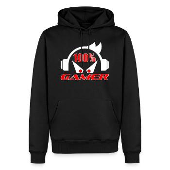 100% gamer - Sweat à capuche Premium bio Homme - noir - Devant - Nico (187cm)