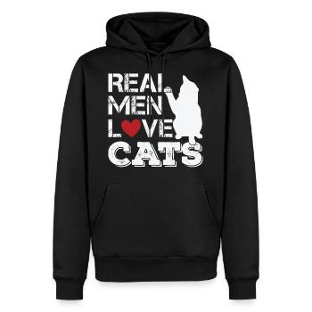Lustige Katze - Männer Premium Bio Hoodie - Schwarz - Vorne - Nico (187cm)
