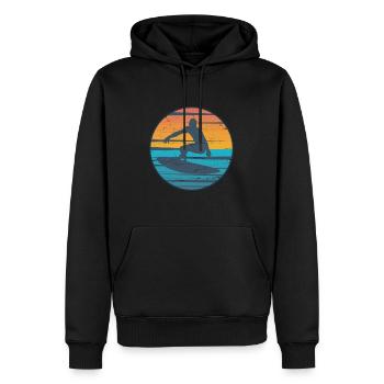 Surfeurs vintage - Surfer Retro Cadeau - Sweat à capuche Premium bio Homme - noir - Devant - Nico (187cm)