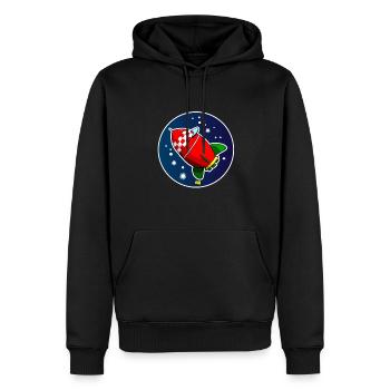 Rocket02 - Männer Premium Bio Hoodie - Schwarz - Vorne - Nico (187cm)