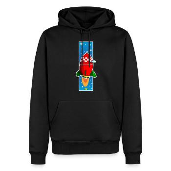 Rakete copy2 - Männer Premium Bio Hoodie - Schwarz - Vorne - Nico (187cm)