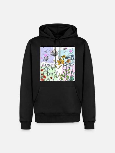 fleurs - Sweat à capuche Premium bio Homme - noir