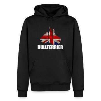 Silhouette du chien Bull Terrier Grande-Bretagne - Sweat à capuche Premium bio Homme - noir - Devant - Nico (187cm)