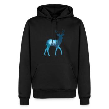 Cerf cerf forêt paysage nature cadeau de nuit - Sweat à capuche Premium bio Homme - noir - Devant - Nico (187cm)