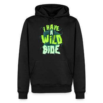 t shirt mit spruch - Wild Side - Männer Premium Bio Hoodie - Schwarz - Vorne - Nico (187cm)