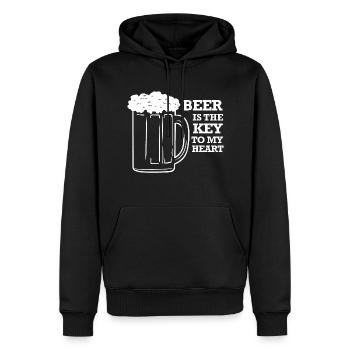 Beer Key Pils coeur bière amour idée cadeau - Sweat à capuche Premium bio Homme - noir - Devant - Nico (187cm)