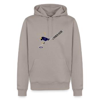 CORSAIR-PROFIL / 1806 - Männer Premium Bio Hoodie - Taupe - Vorne - Nico (187cm)