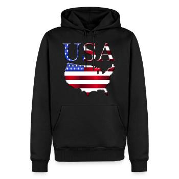 États-Unis - Sweat à capuche Premium bio Homme - noir - Devant - Nico (187cm)