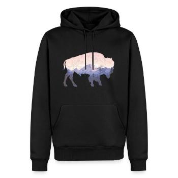 Bison used look - Männer Premium Bio Hoodie - Schwarz - Vorne - Nico (187cm)
