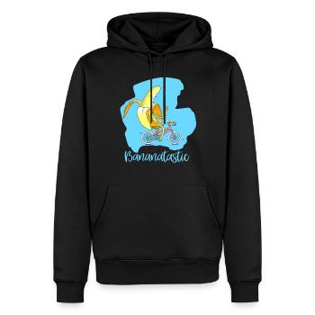 Banane fantastique sur le vélo - bonne humeur vegan - Sweat à capuche Premium bio Homme - noir - Devant - Nico (187cm)