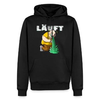 Läuft - Mann übergibt sich, Männerabend Sauftour - Männer Premium Bio Hoodie - Schwarz - Vorne - Nico (187cm)