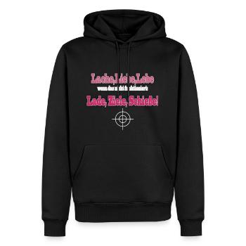 Lache, Liebe, Lebe; Lade, Ziele, Schieße Gamer - Männer Premium Bio Hoodie - Schwarz - Vorne - Nico (187cm)