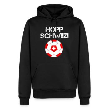 Hopp Schwiiz- Hopp Suisse Football National Nati - Sweat à capuche Premium bio Homme - noir - Devant - Nico (187cm)