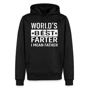 Père papa papa péter cadeau pet oreiller - Sweat à capuche Premium bio Homme - noir - Devant - Nico (187cm)